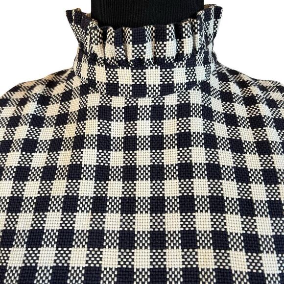 Mother of Pearl checkered tweed gingham mock neck top with side slits sz 4 - Picture 2 of 10